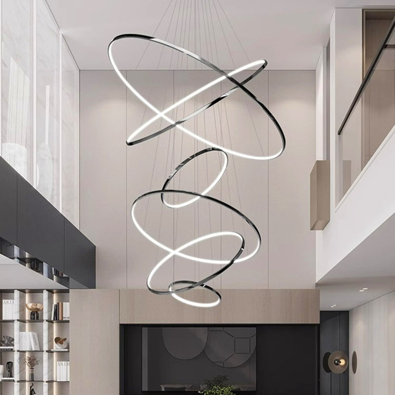 Nordic Six-Ring Spiral LED Chandelier