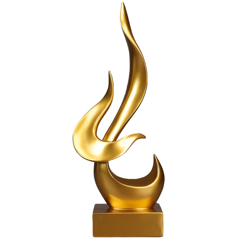 Modern Golden Flame Sculpture