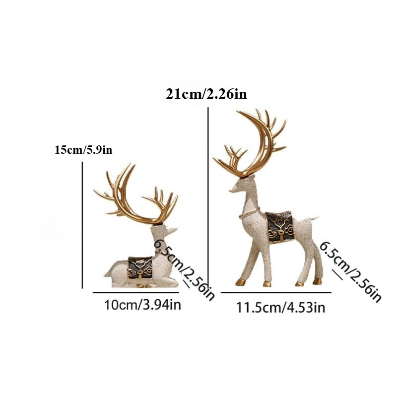 Modern Nordic Mother & Child Deers Statue Set