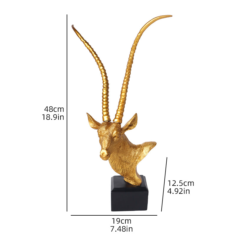 Golden Antelope Head Sculpture