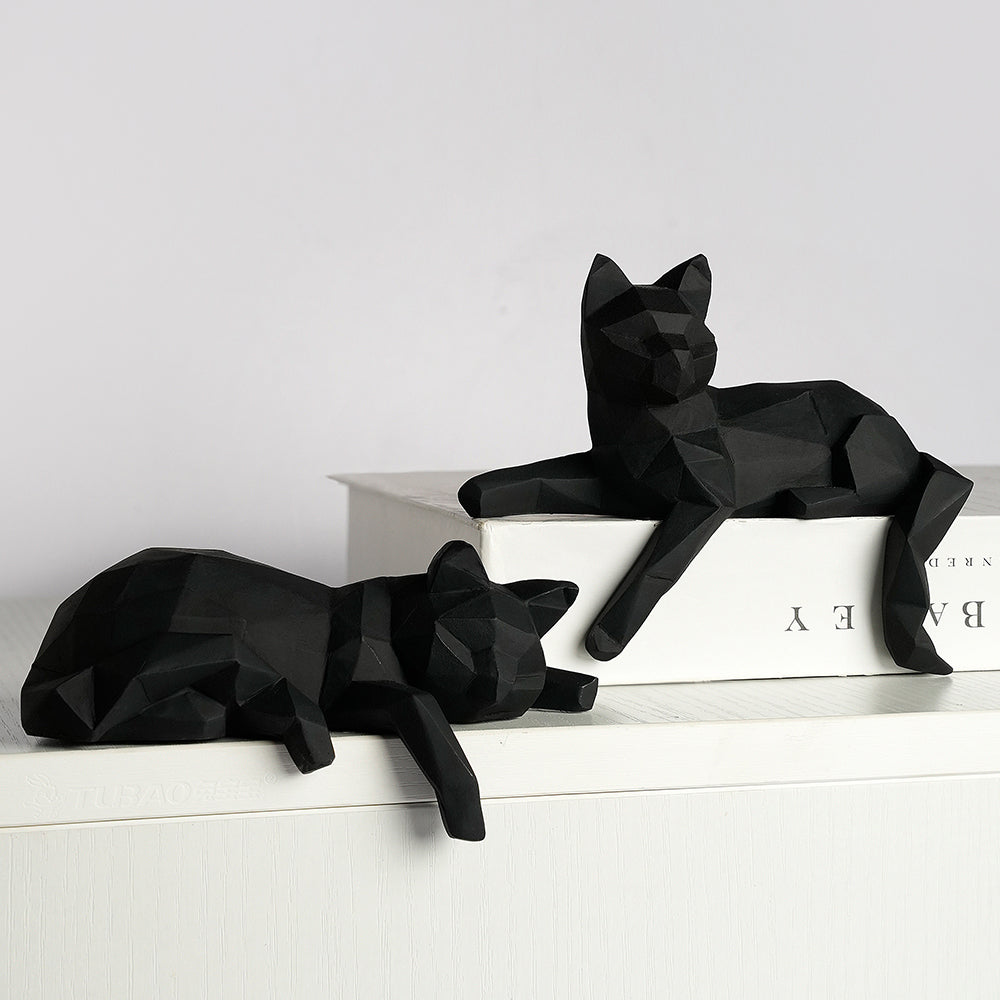 Geometric Nordic Cat Shelf Sculptures Set