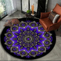 Gothic Violet Mandala Round Rug in Noir