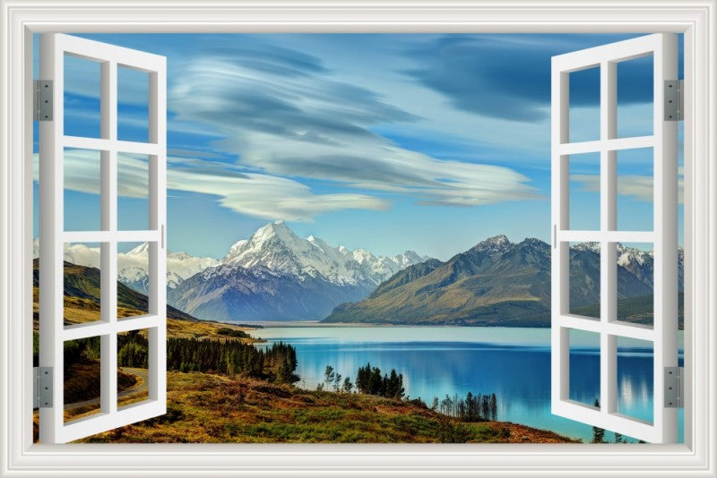 3D Window View Wall Sticker in Glacial Peak Lake