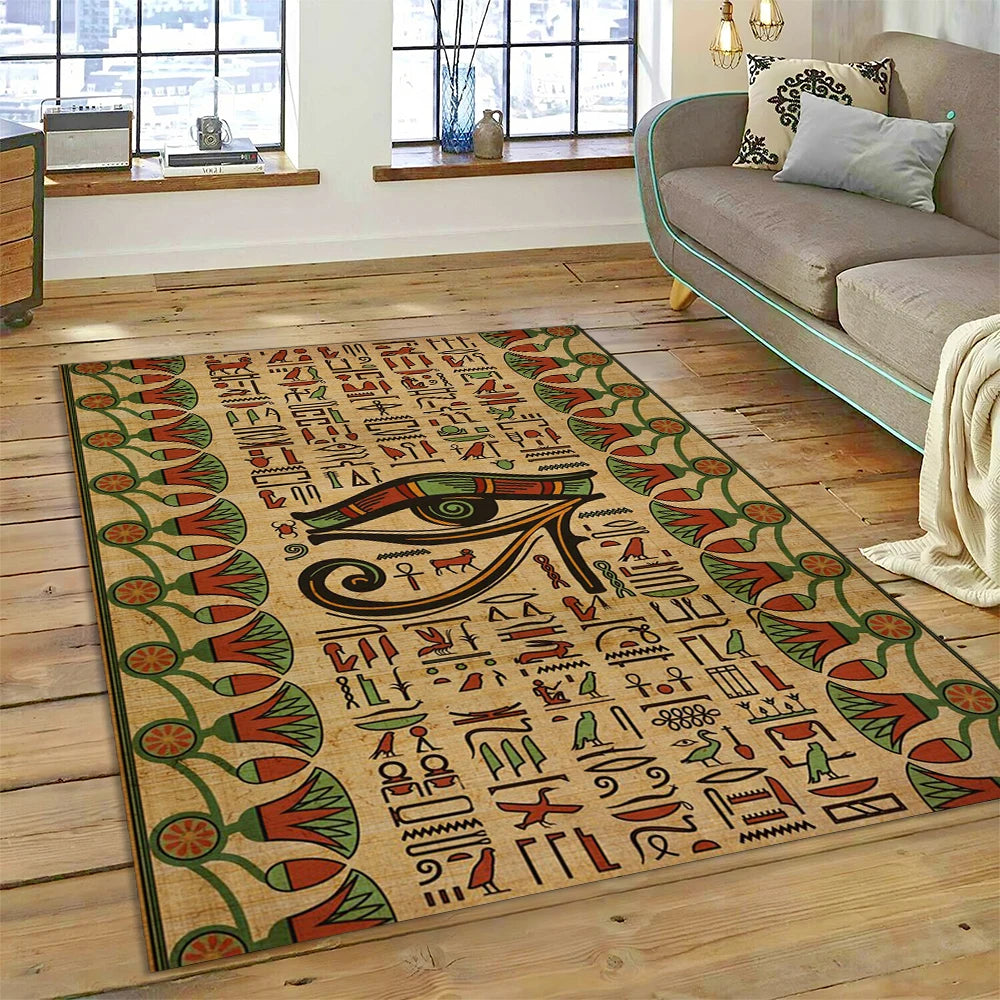 Egyptian Papyrus Eye of Ra Area Rug