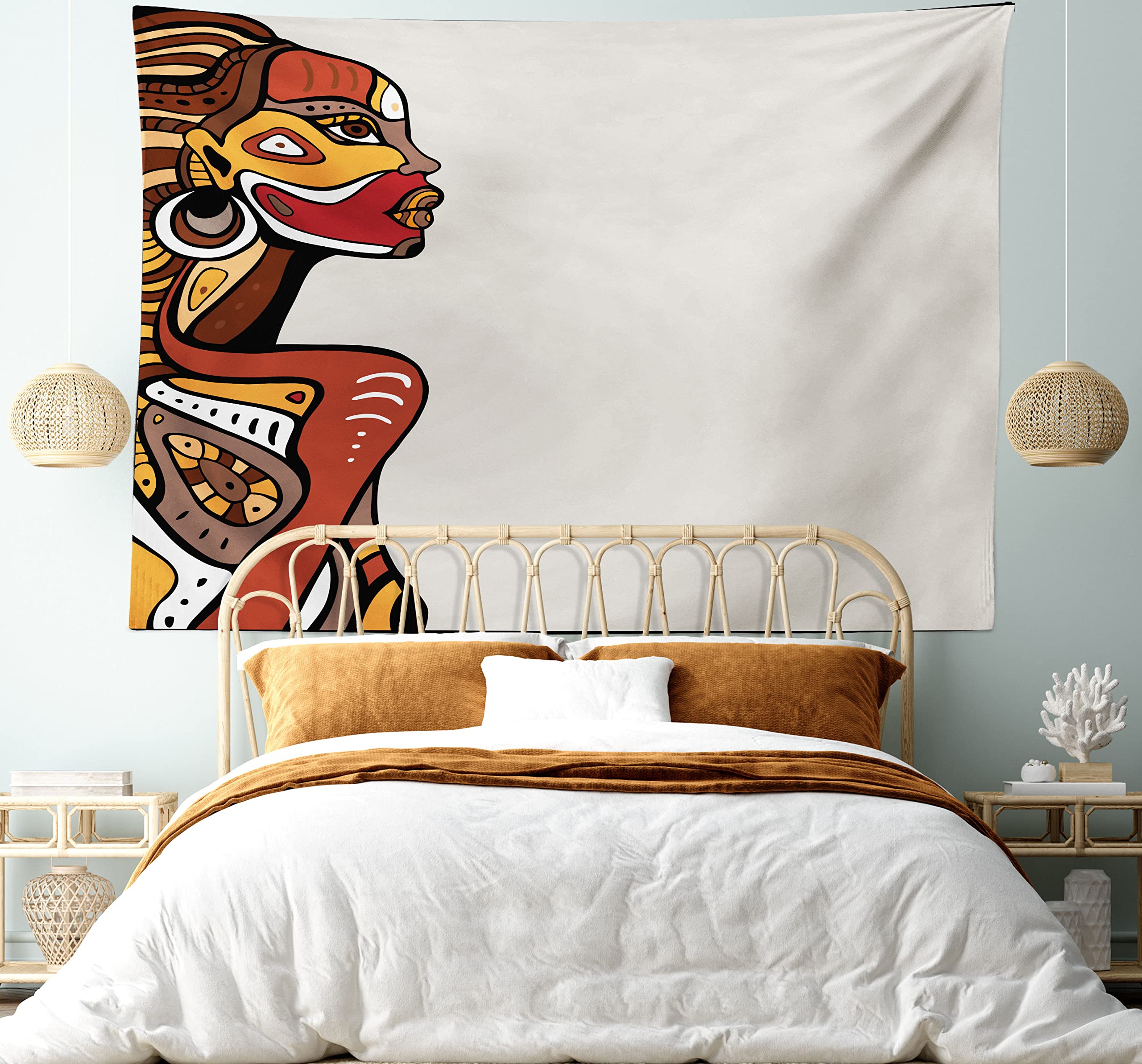 Cubist Profile African Woman Tapestry