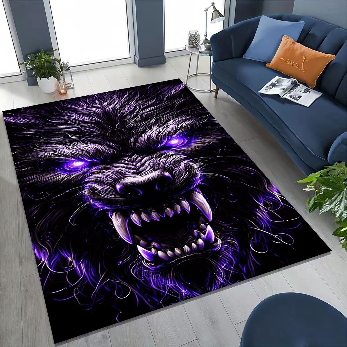 Wolf Purple Void Snarl Area Rug