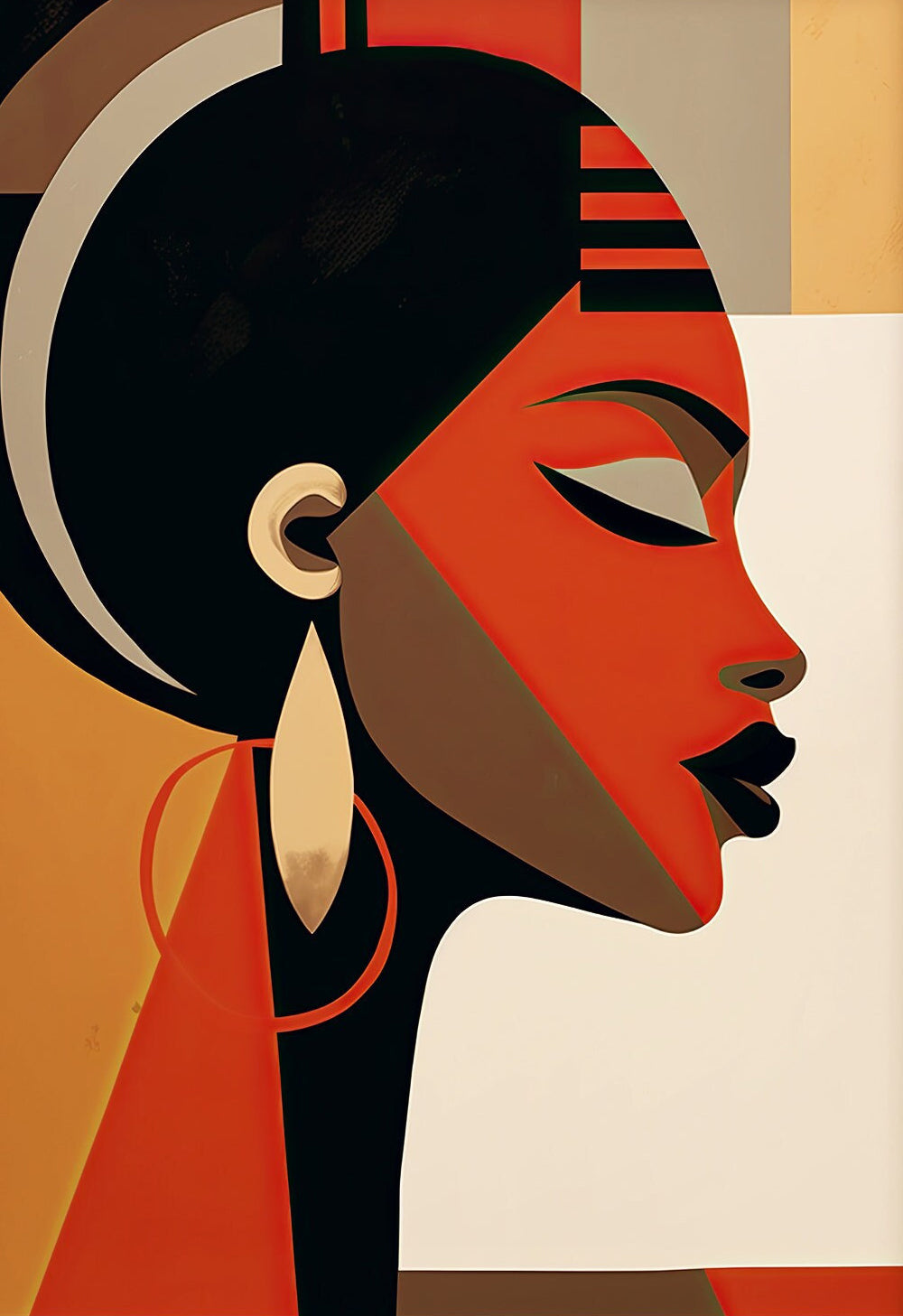 Crimson Facets African Woman Canvas