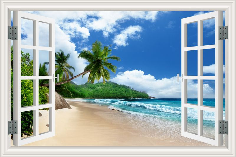 Crescent Cove Beach 3D Window Effect Wall Sticker