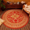 Persian Crimson Folk Round Rug