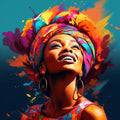 Colour Burst African Woman Canvas