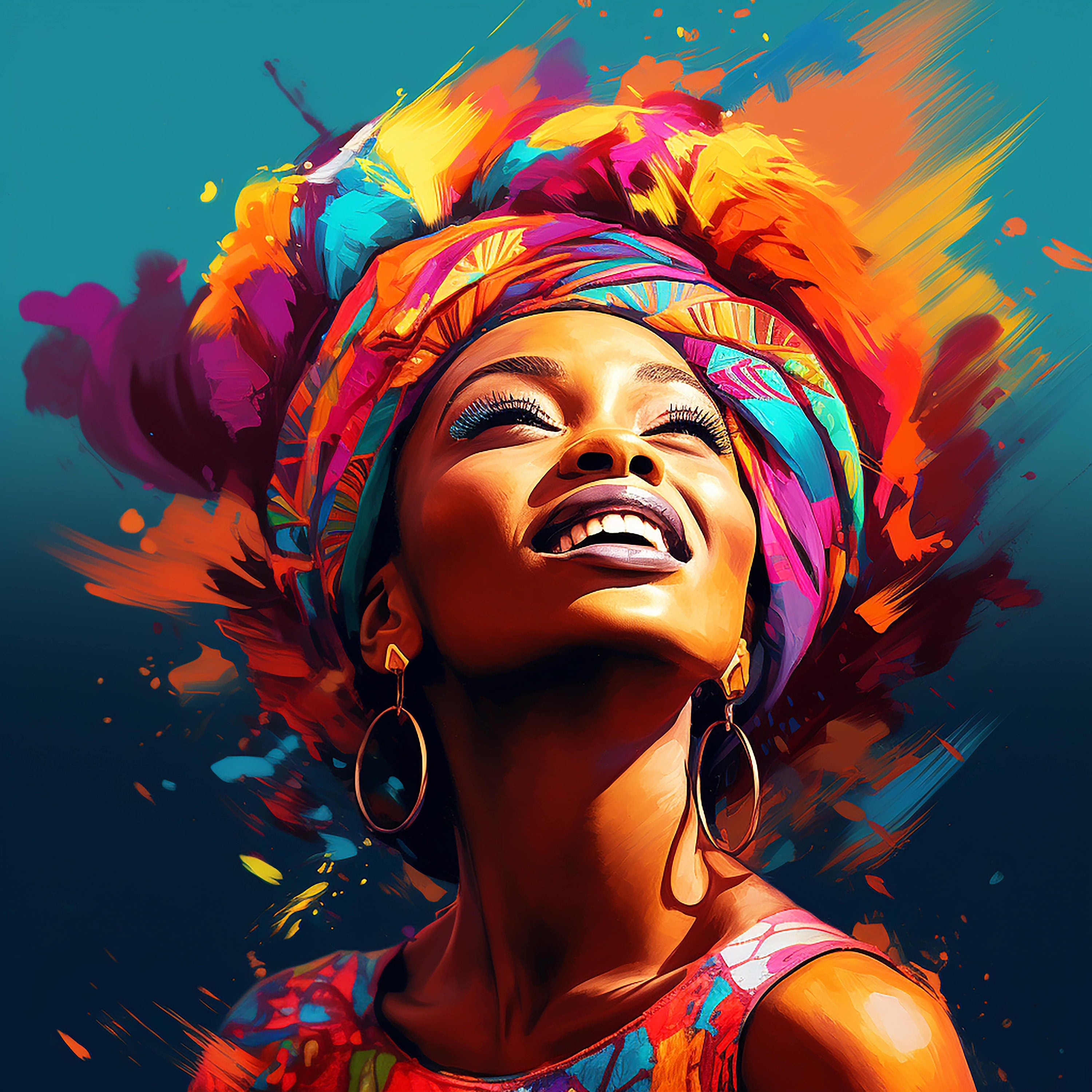 Colour Burst African Woman Canvas