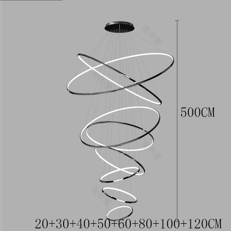 Nordic Multi-Ring Spiral LED Chandelier