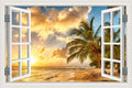 Golden Sunset Deck 3D Window Effect Wall Sticker