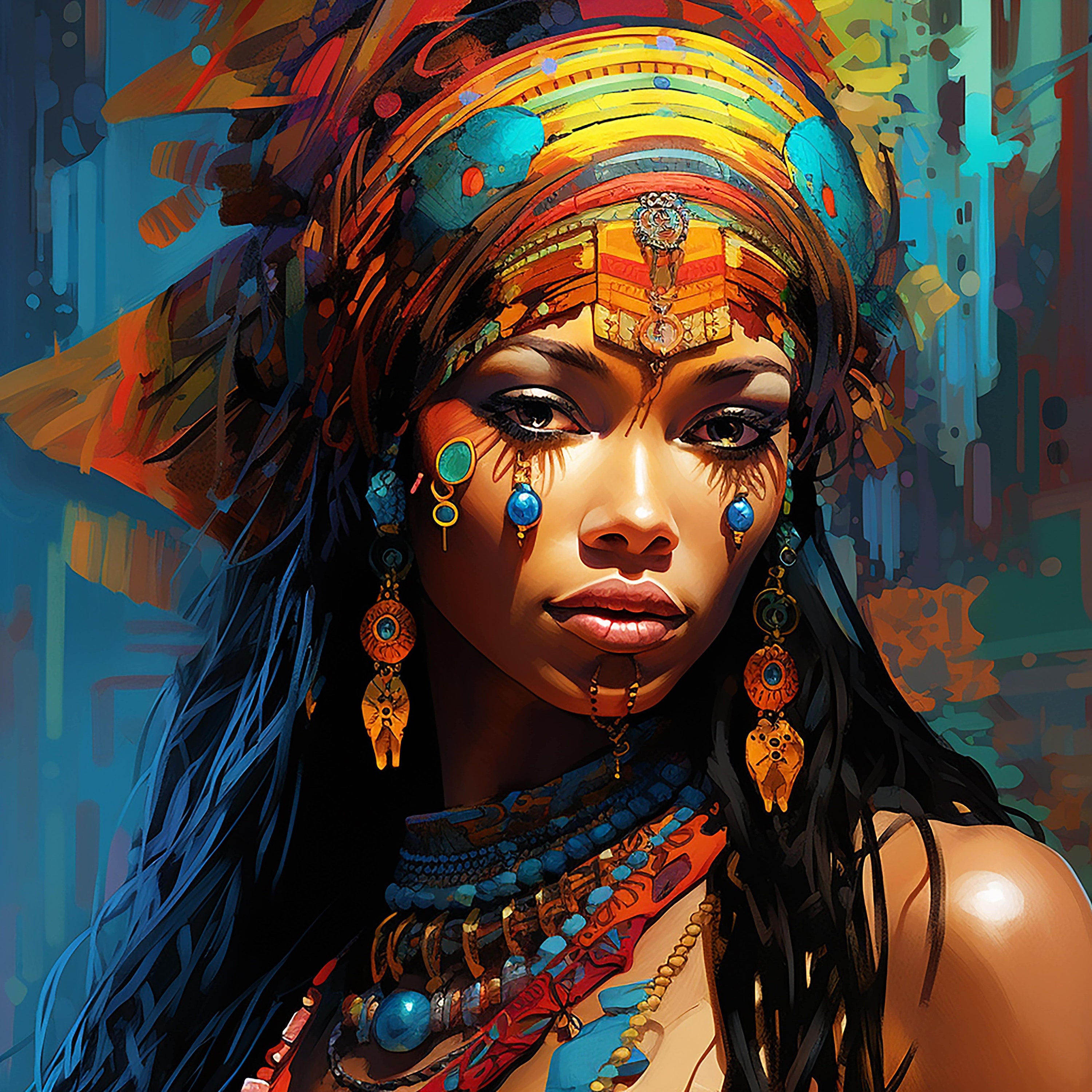 Jewelled Gaze African Woman Canvas