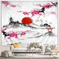 Rising Sun Japanese Landscape Tapestry
