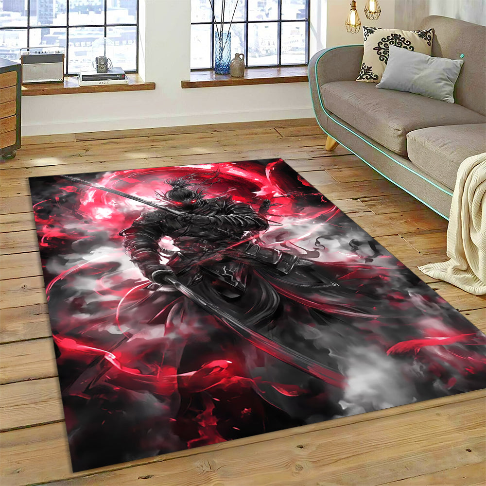 Samurai Crimson Smoke Area Rug