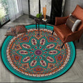Heritage Mandala Round Rug in Teal