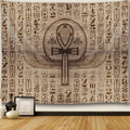 Winged Ankh Sepia Tapestry