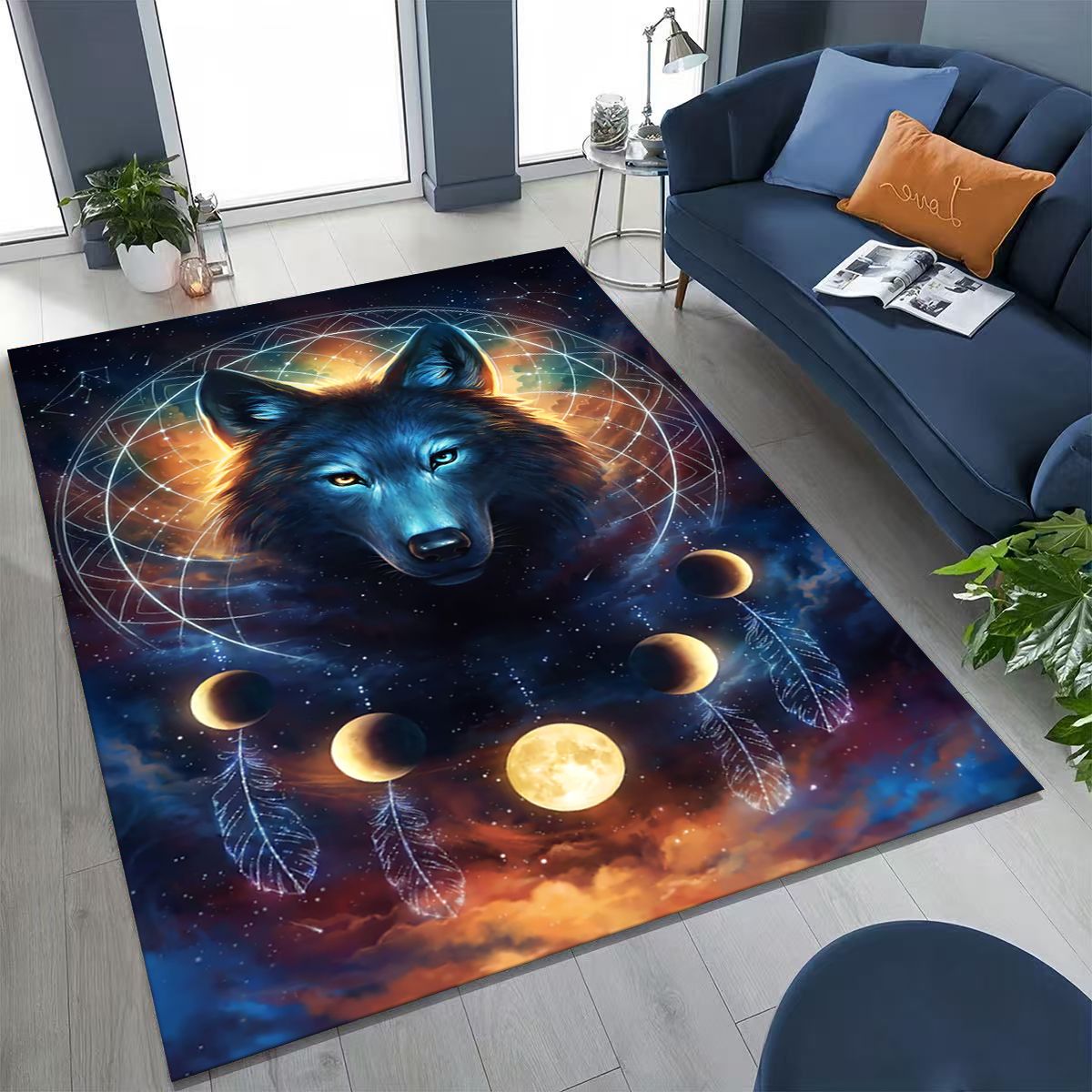 Wolf Dreamcatcher Moon Area Rug