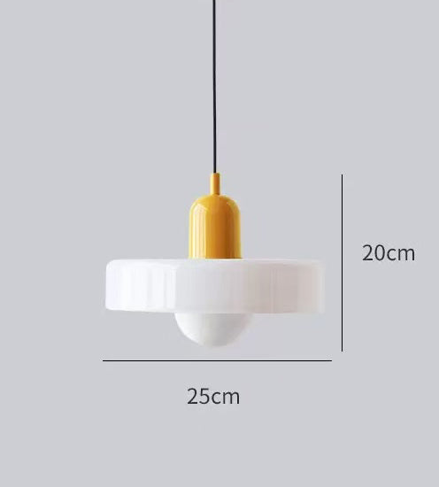 White & Orange Nordic Pastel Disc LED Pendant Light