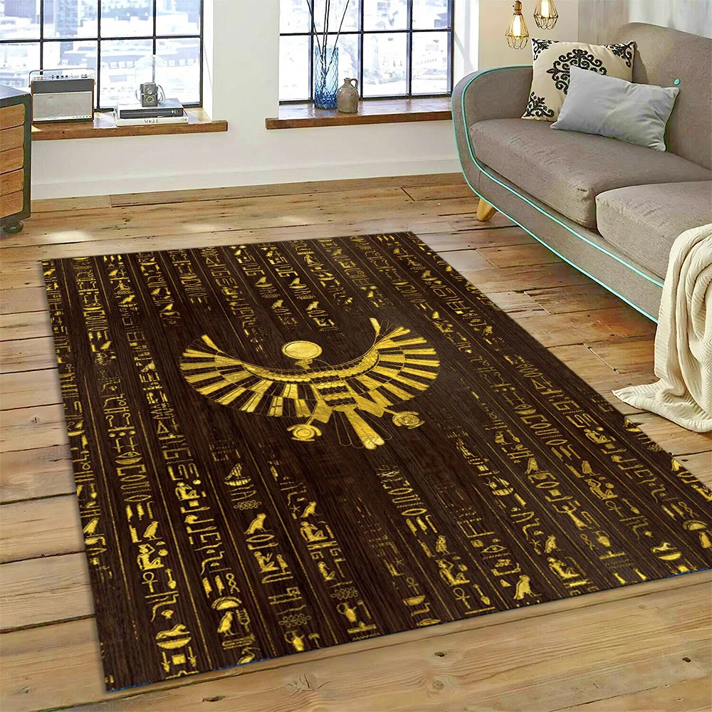 Egyptian Falcon Collar Wood Area Rug