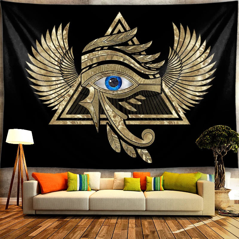 Winged Eye Gold Black Tapestry