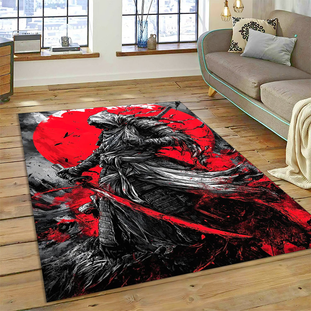 Samurai Red Sun Ronin Area Rug