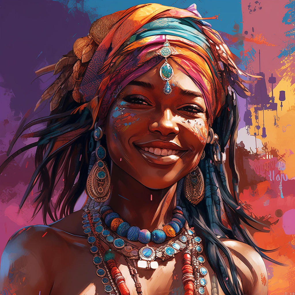 Festival Smile African Woman Canvas