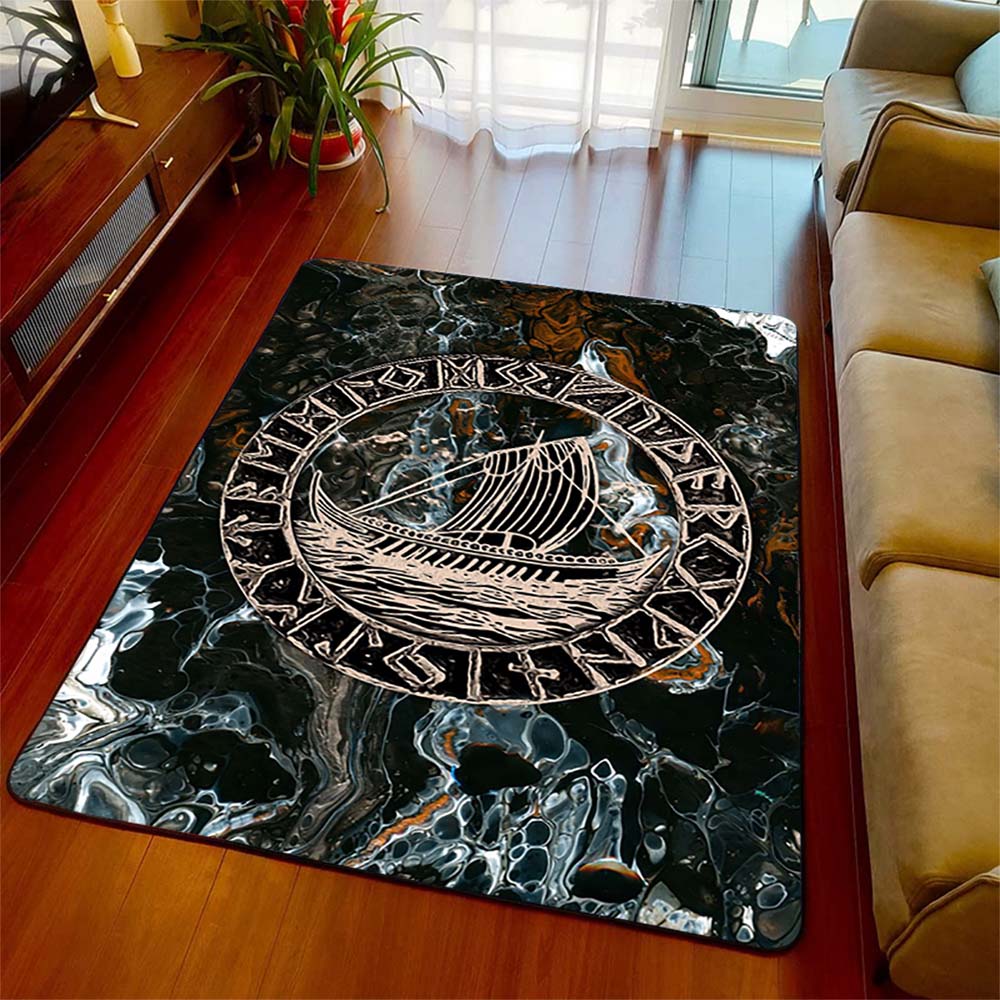 Viking Longship Marble Area Rug