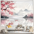 Blossom Reflection Japanese Landscape Tapestry