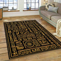 Egyptian Hieroglyph Panel Grid Area Rug