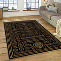 Egyptian Temple Gate Gold Area Rug