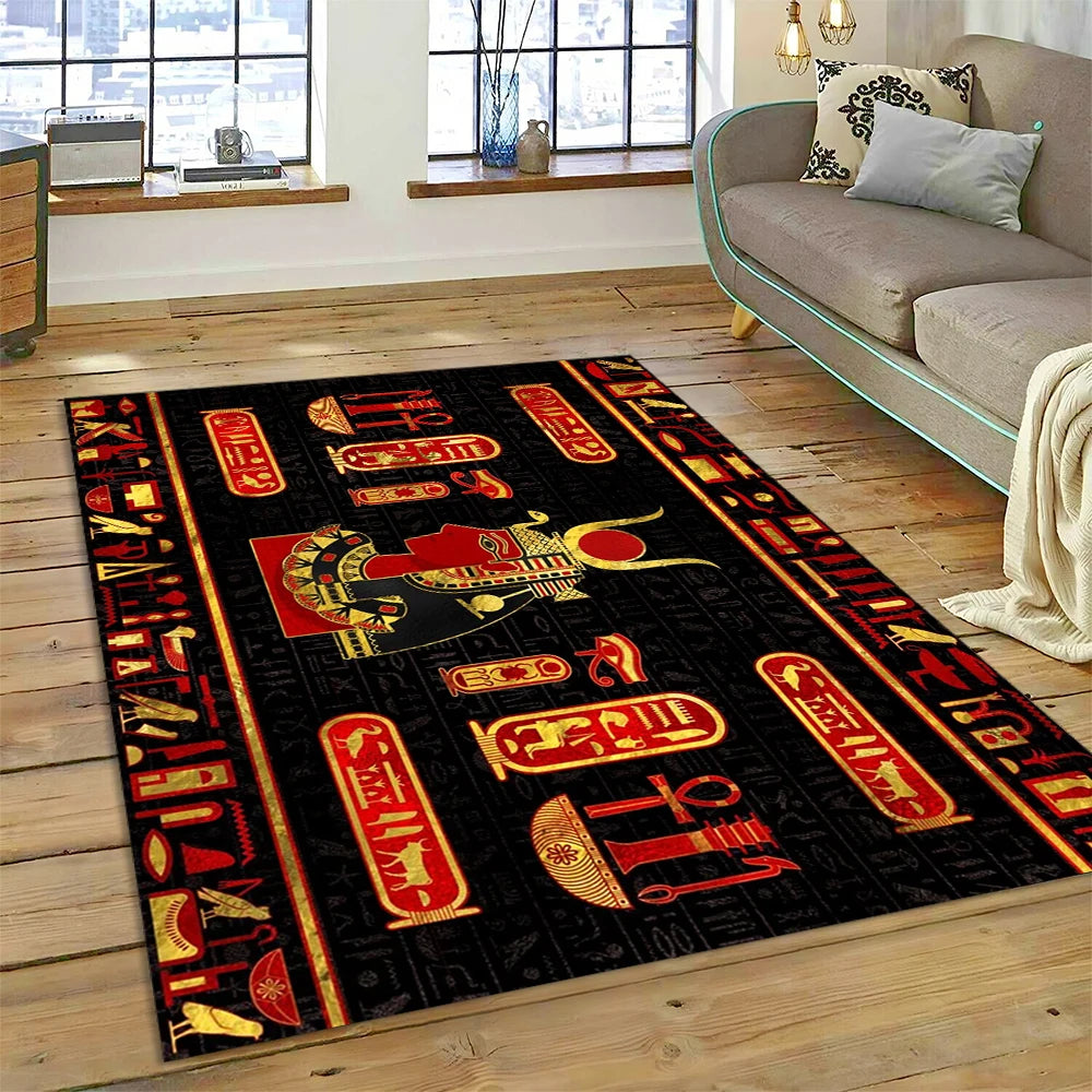 Egyptian Hathor Cartouche Red Area Rug