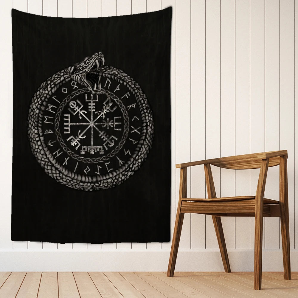Jormungandr Vegvisir Tapestry