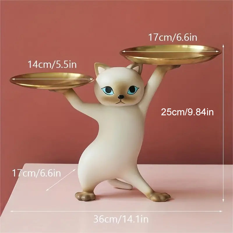 Cute Cat Butler Tray Sculpture