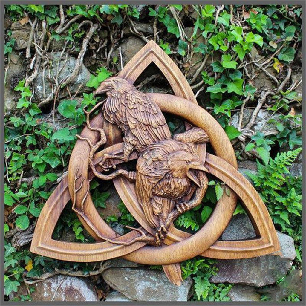 Nordic Raven Trinity Ancient Viking Wall Sculpture