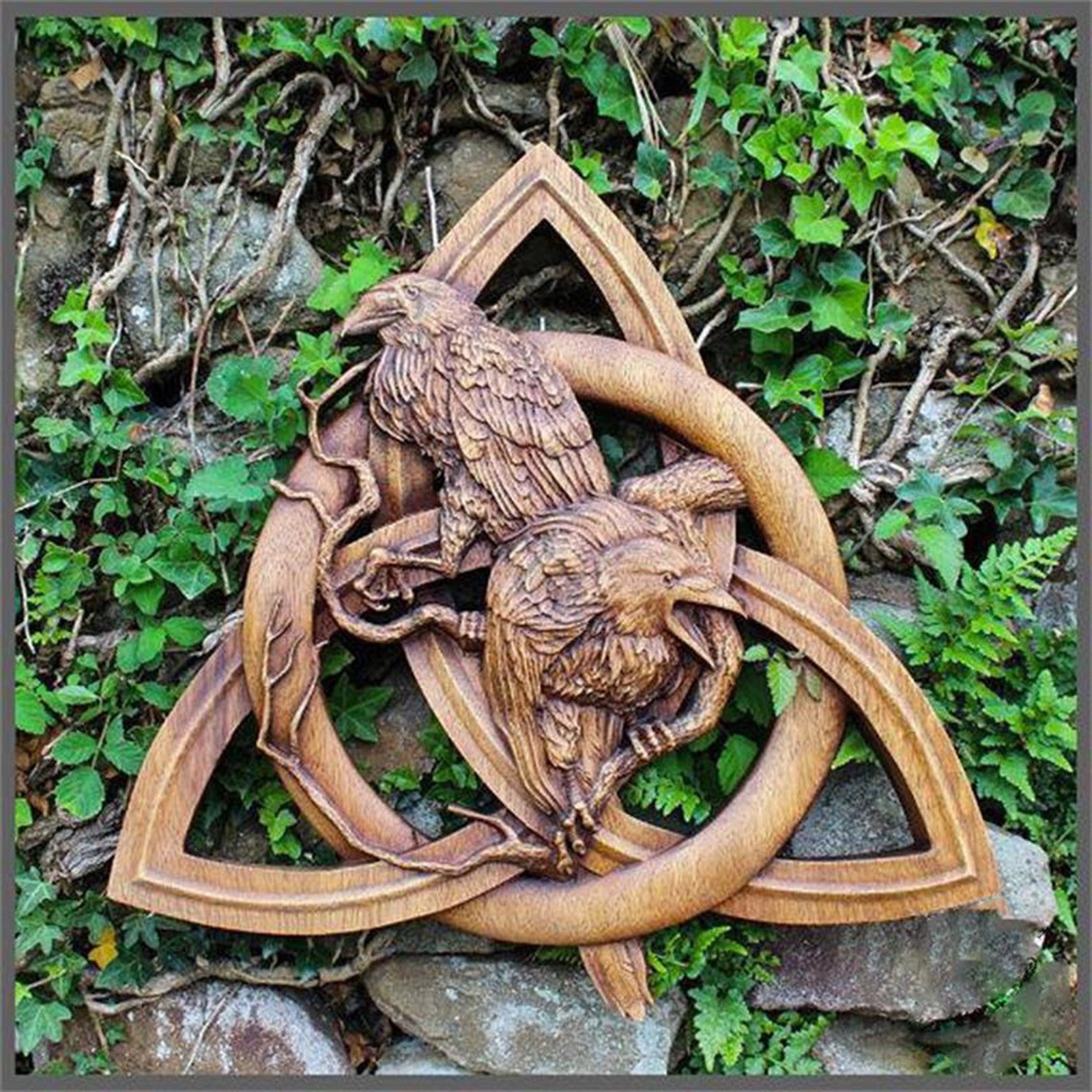 Nordic Raven Trinity Ancient Viking Wall Sculpture