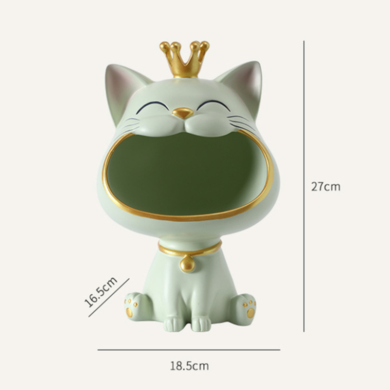 Cute Crown Cat Storage Bowl Statue