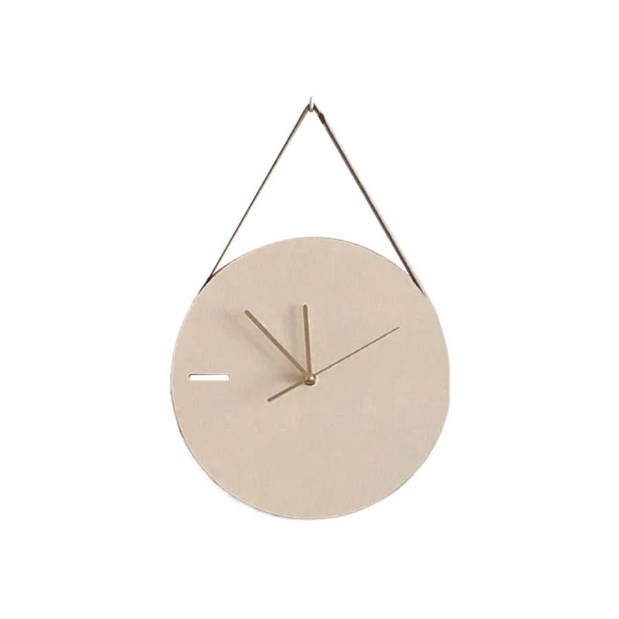 12" Minimalist Nordic Leather Strap Hanging Clock