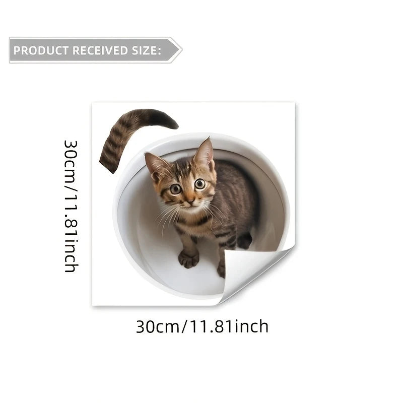 Curious Cat Toilet Illusion Sticker