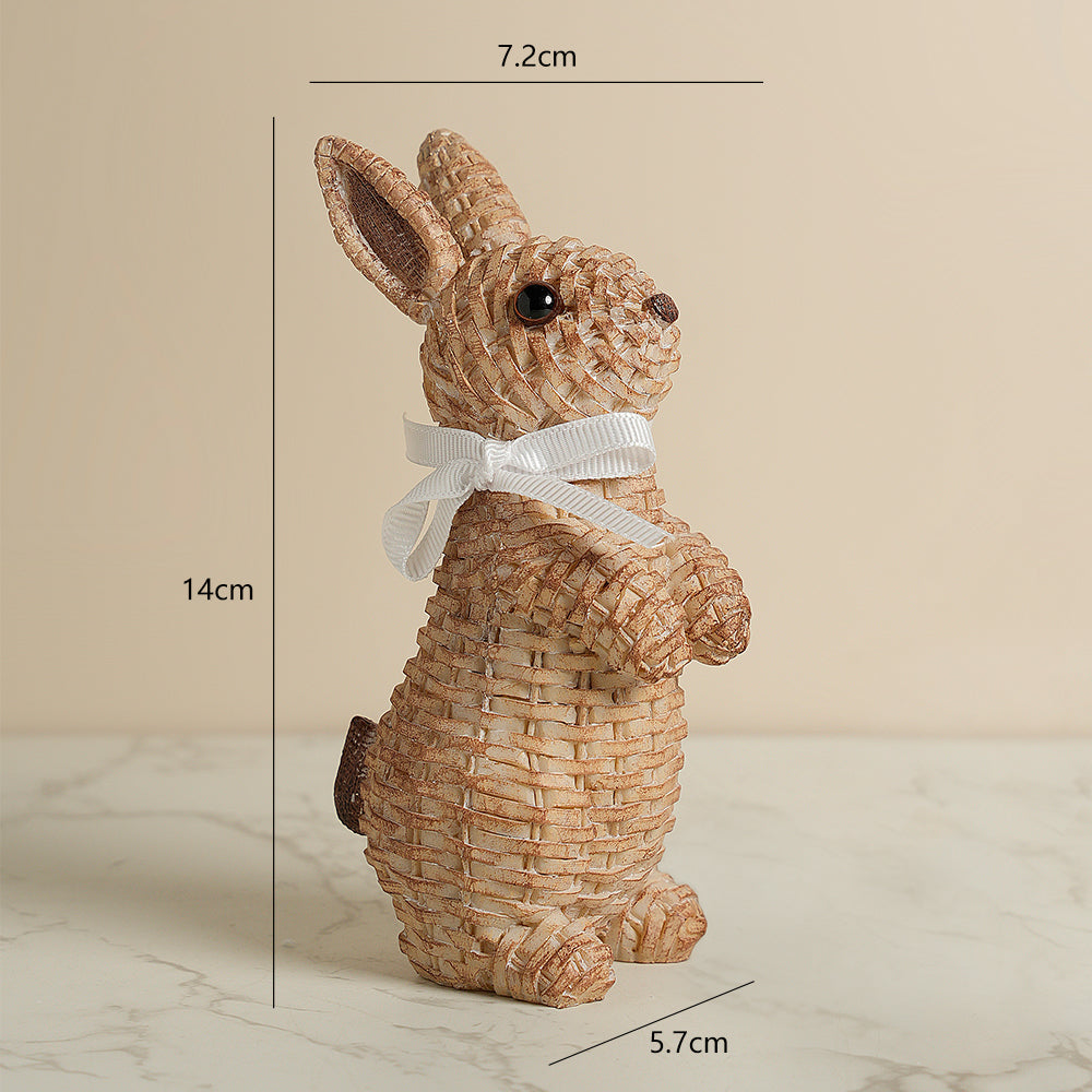 Woven Rattan Rabbit Bunny Statue