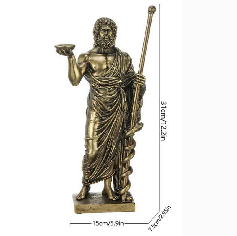 Antique Rod Of Asclepius Statue