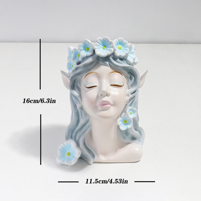 Floral Angel Head Planter Statue