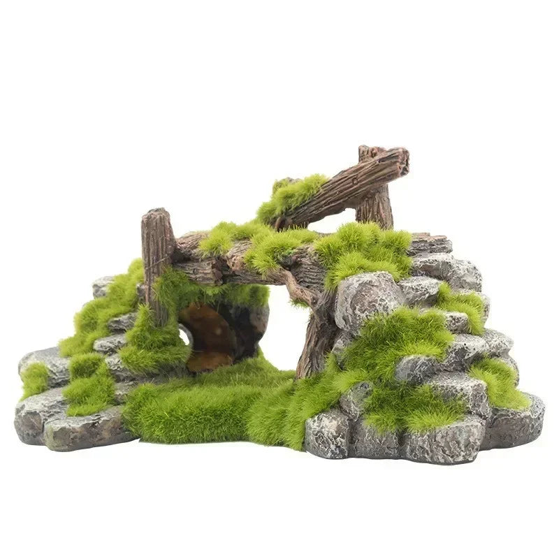 Rustic Moss Bridge Aquarium Ornament