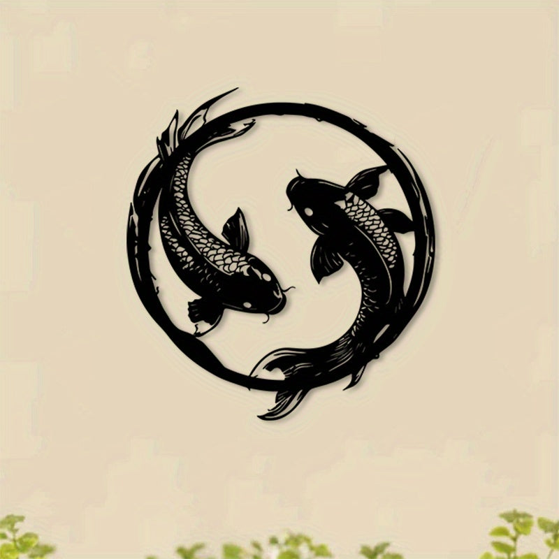 Circular Koi Fish Metal Wall Art