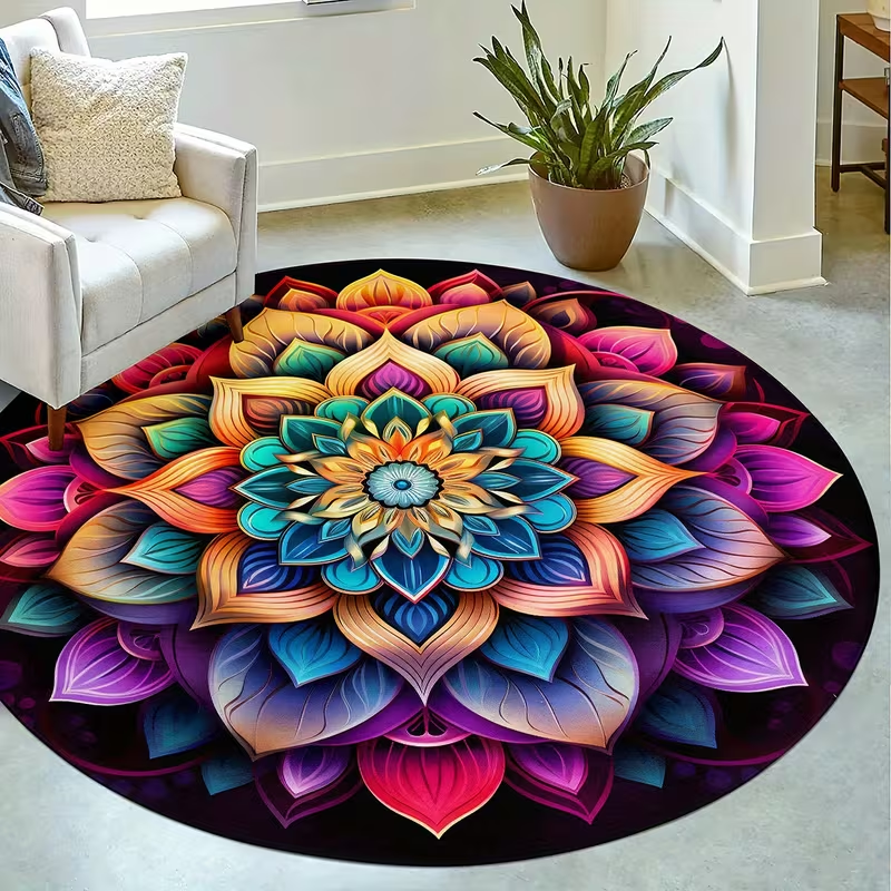 3D Lotus Bloom Round Rug