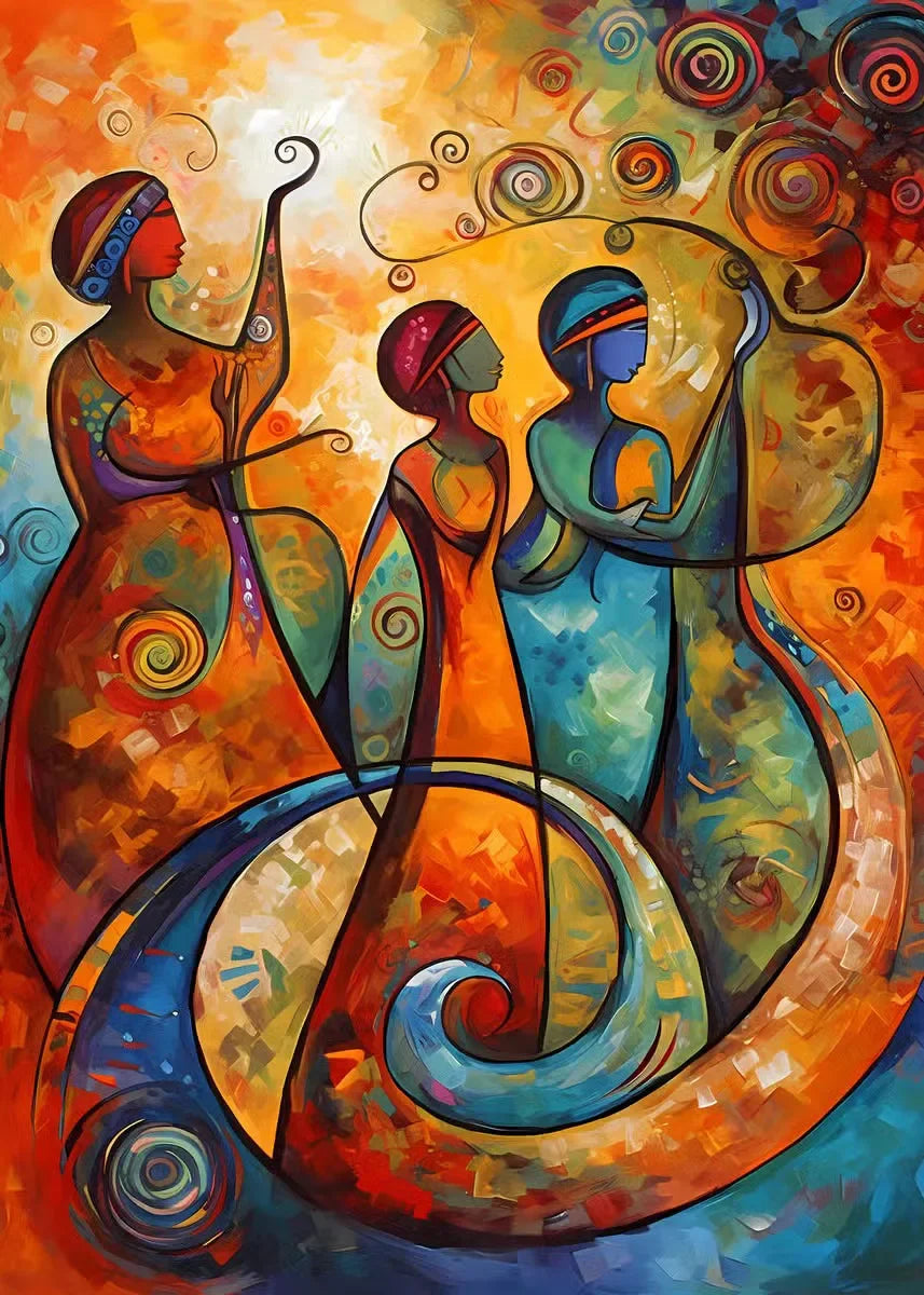 Swirling Harmony African Women Canvas