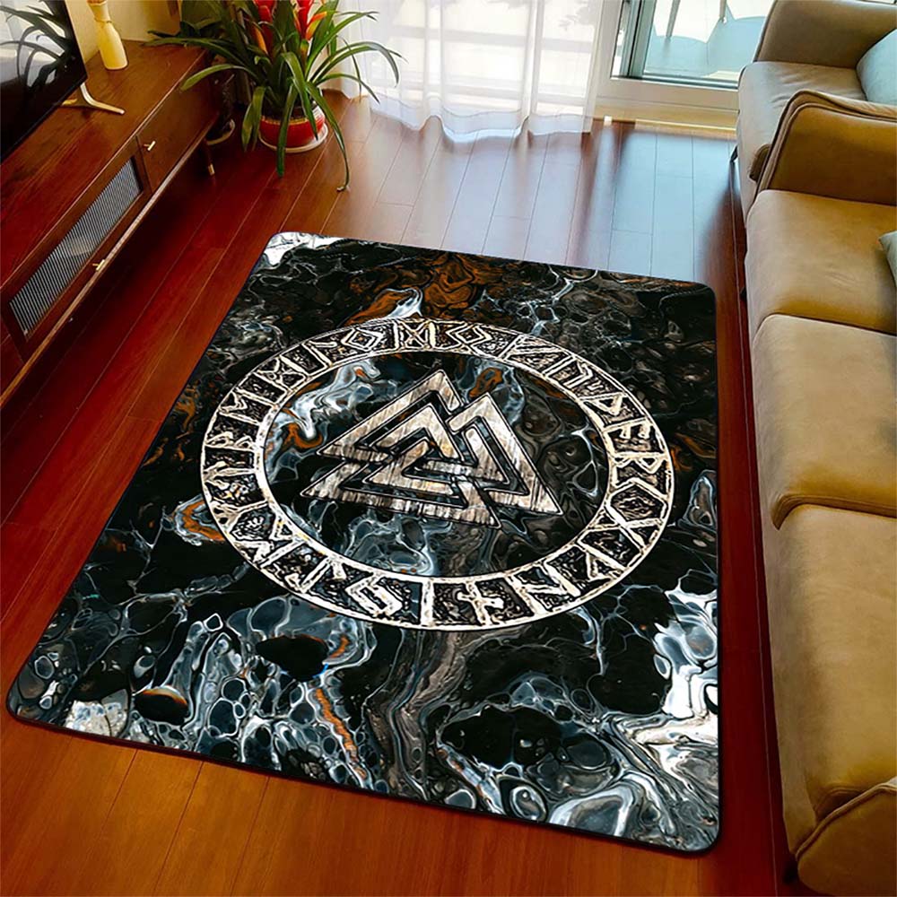 Viking Valknut Runic Area Rug