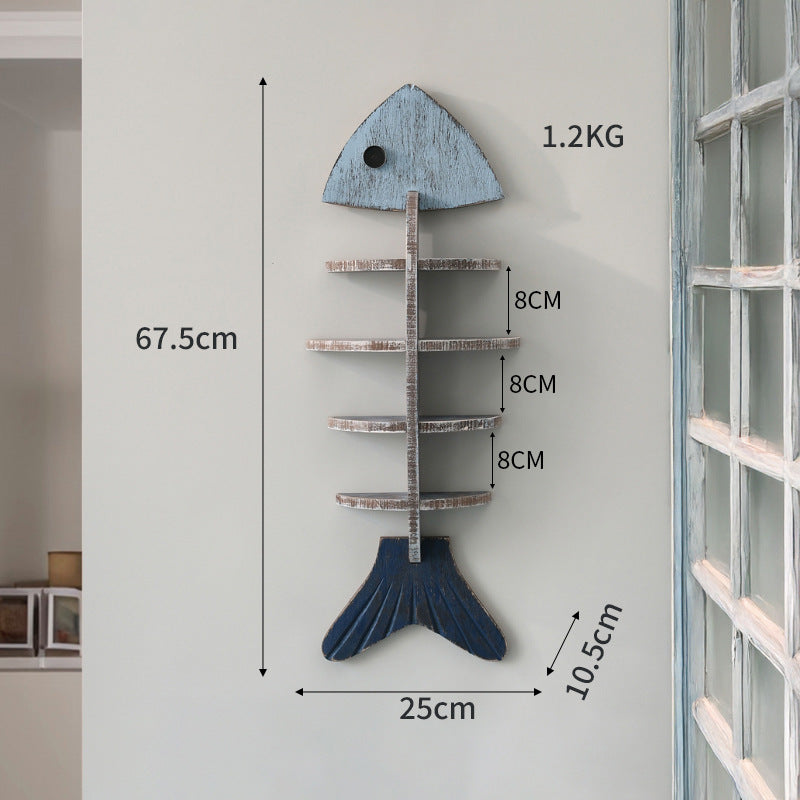 Nordic Wooden Fish Bone Shelves Décor