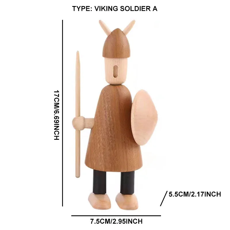 Cute Nordic Wooden Viking Figurines
